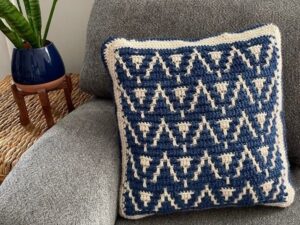 Mosaic Crochet Pillow Cover Pattern: Peaks & Pillars