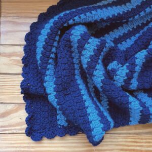 JJ’s Blankie – Baby Blanket  – Free Crochet Pattern using Cluster Stitch & Shell Stitch Border