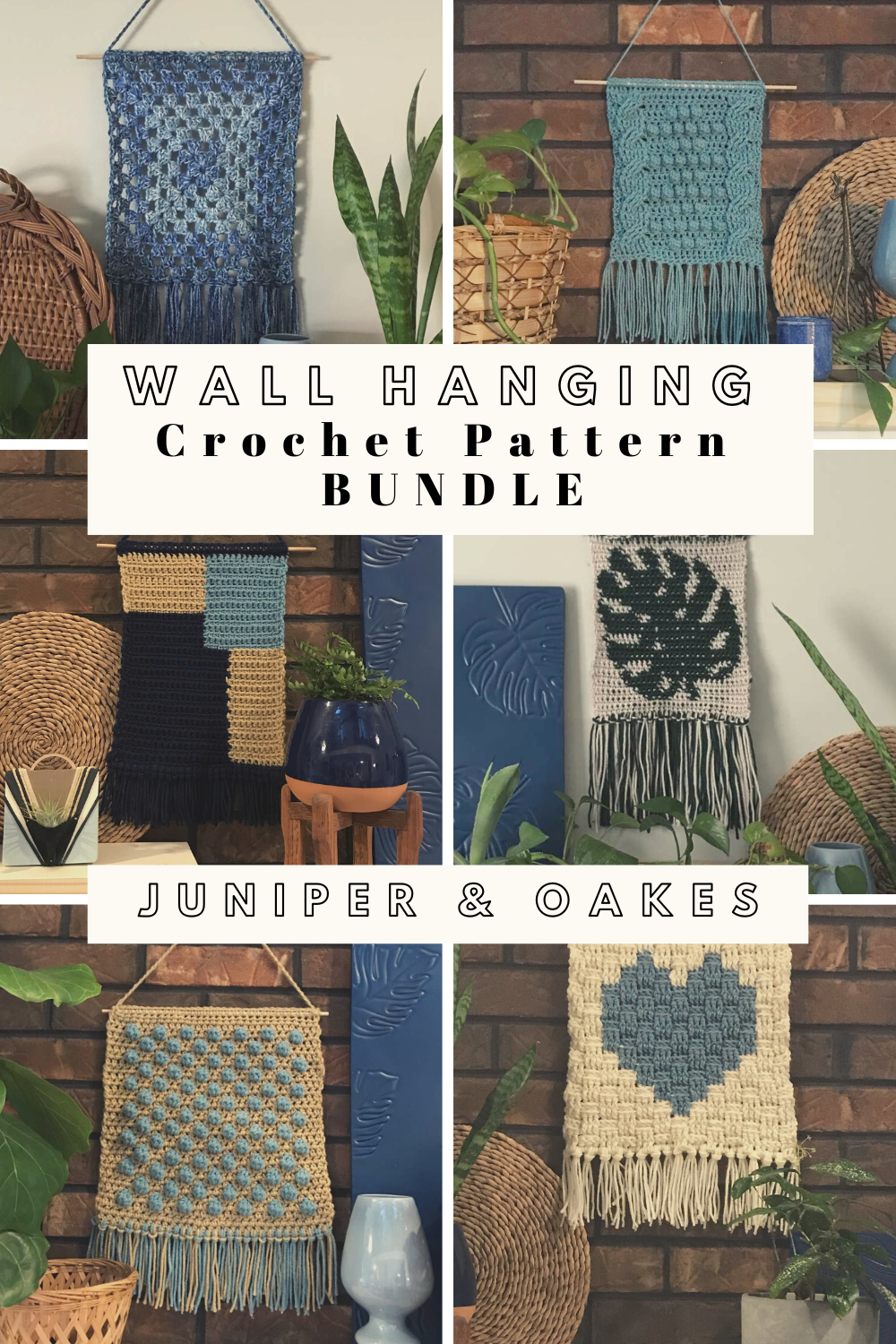 Wall Hanging Crochet Pattern Bundle by Juniper and Oakes