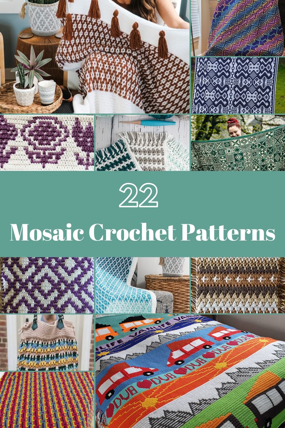 22 Mosaic Crochet Patterns from Various Crochet Designers 