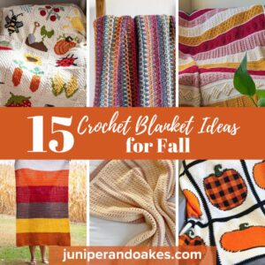 Collage image featuring 6 of 15 Crochet Blanket Ideas for Fall