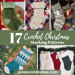 17 Crochet Christmas Stocking Patterns - Featured image with collage of 5 stocking patterns