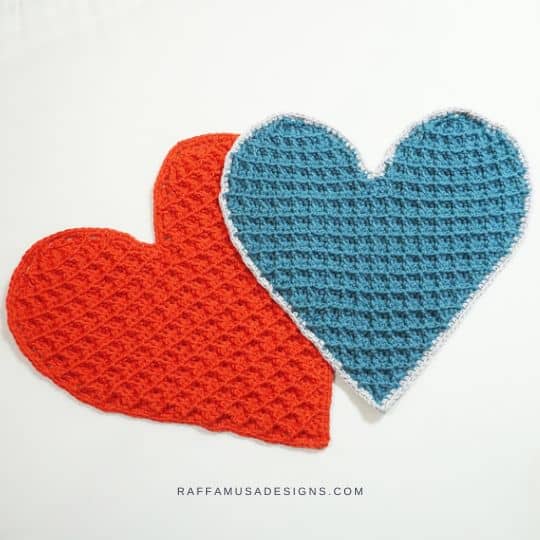 C2C Waffle Heart Dishcloth by Raffamusa Designs