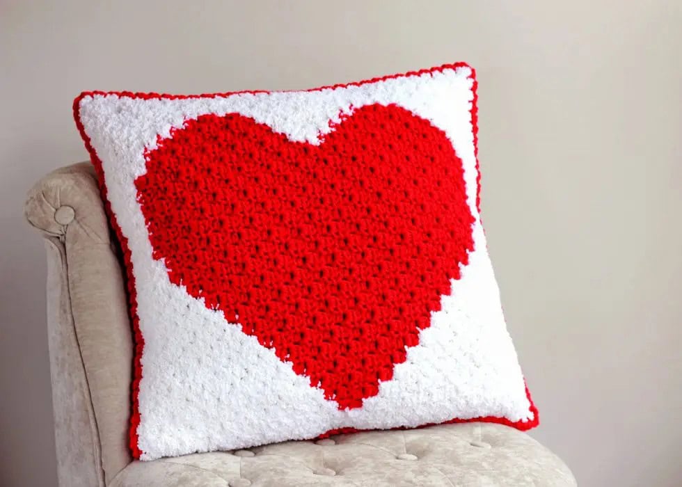 Heart C2C Sherpa Pillow by Nana's Crafty Home