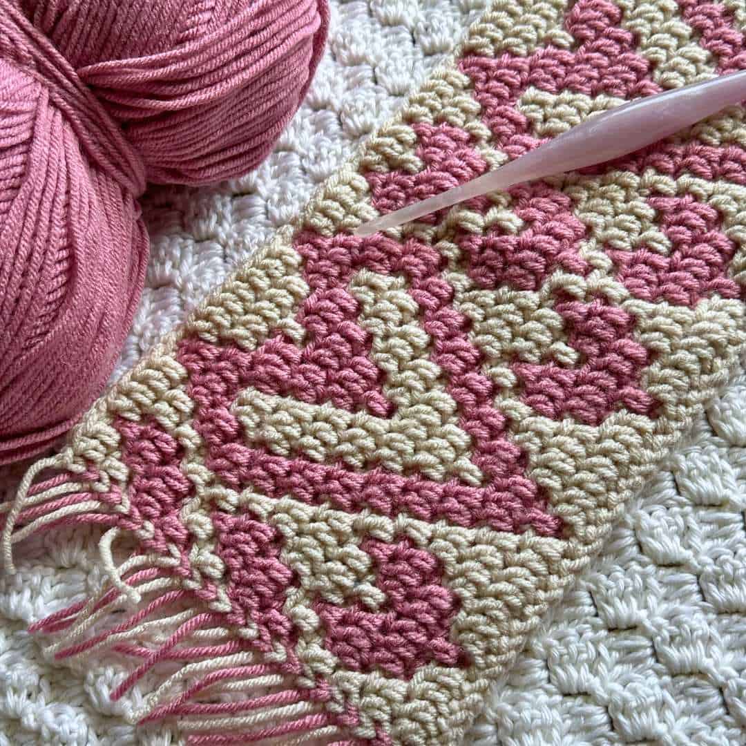Heartscape Mosaic Crochet Heart Blanket Section