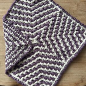 How to Crochet a Starburst Washcloth in Mosaic Crochet - View of both sides of the cloth