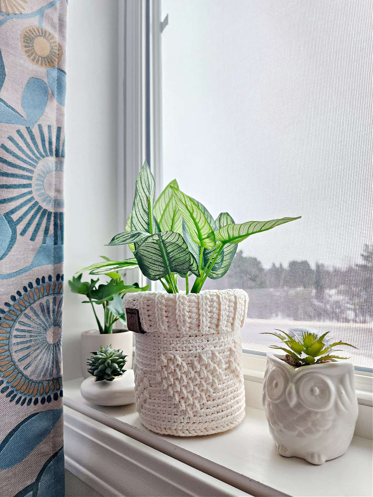Hearts Full of Love Plant Pot Cover by A Crocheted Simplicity