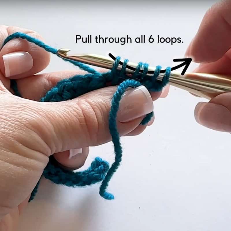 crochet star stitch tutorial - Beg SC5tog 2
