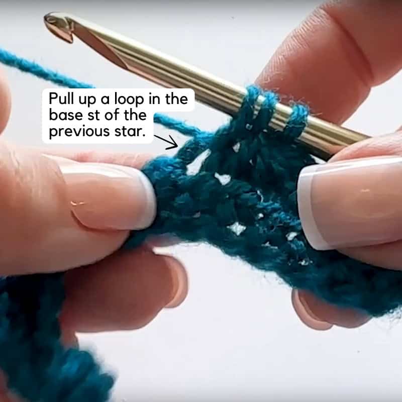 crochet star stitch tutorial - SC5tog 3