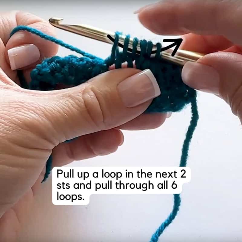 crochet star stitch tutorial - SC5tog 4