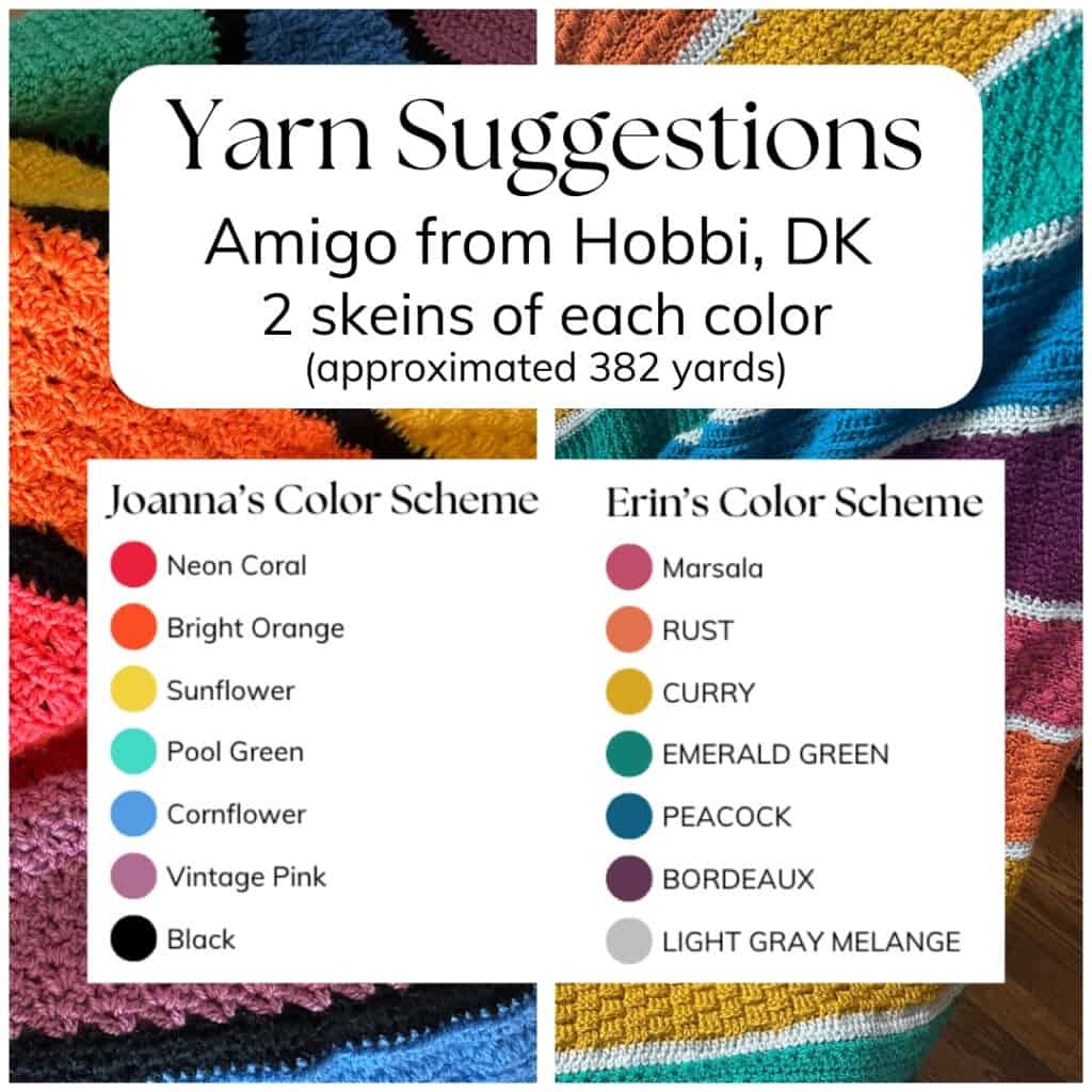 Yarn Suggestions for the Rainbow Blanket Stitch Sampler