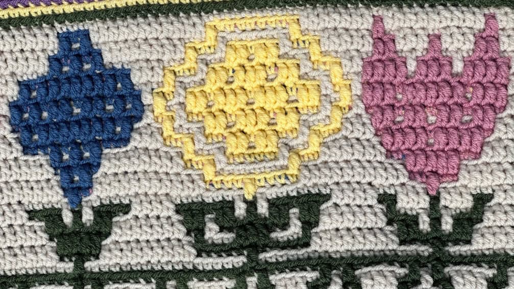 Mosaic Crochet Flower Blanket - Flower Garden in Multiple Colors