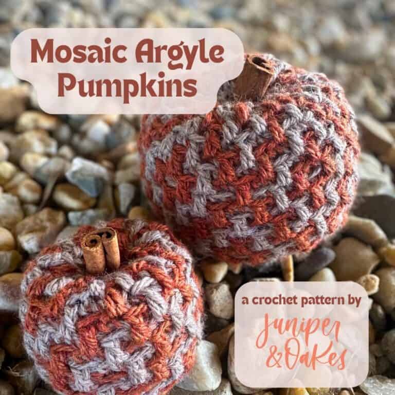 Argyle Mosaic Crochet Pumpkins, a pattern by Juniper & Oakes