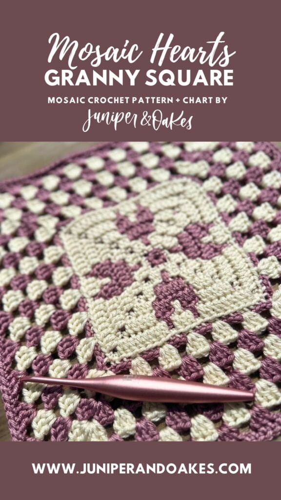 Pin the Mosaic Crochet Hearts Granny Square Pattern on Pinterest
