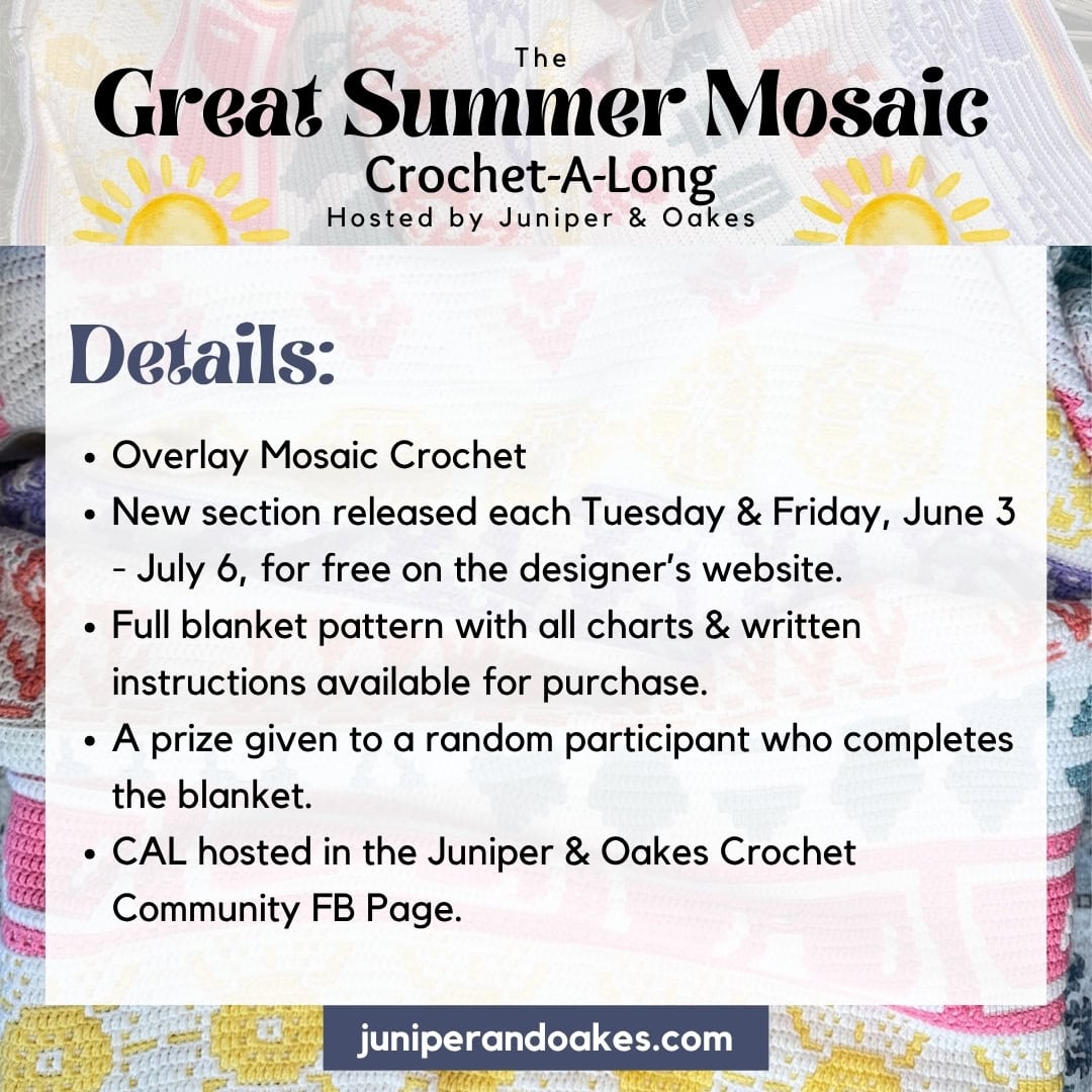 Great Summer Mosaic CAL - Free Crochet Blanket Pattern - Juniper and Oakes