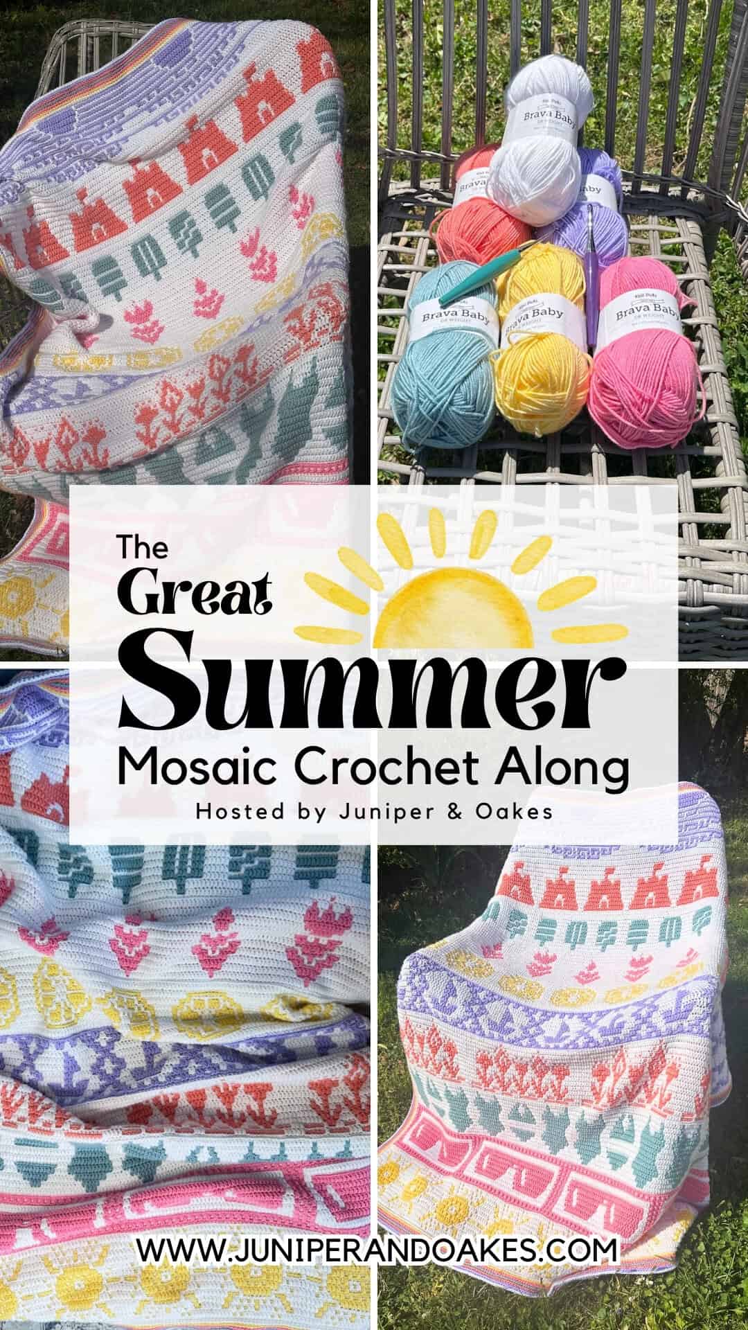 Great Summer Mosaic CAL - Free Crochet Blanket Pattern - Juniper and Oakes